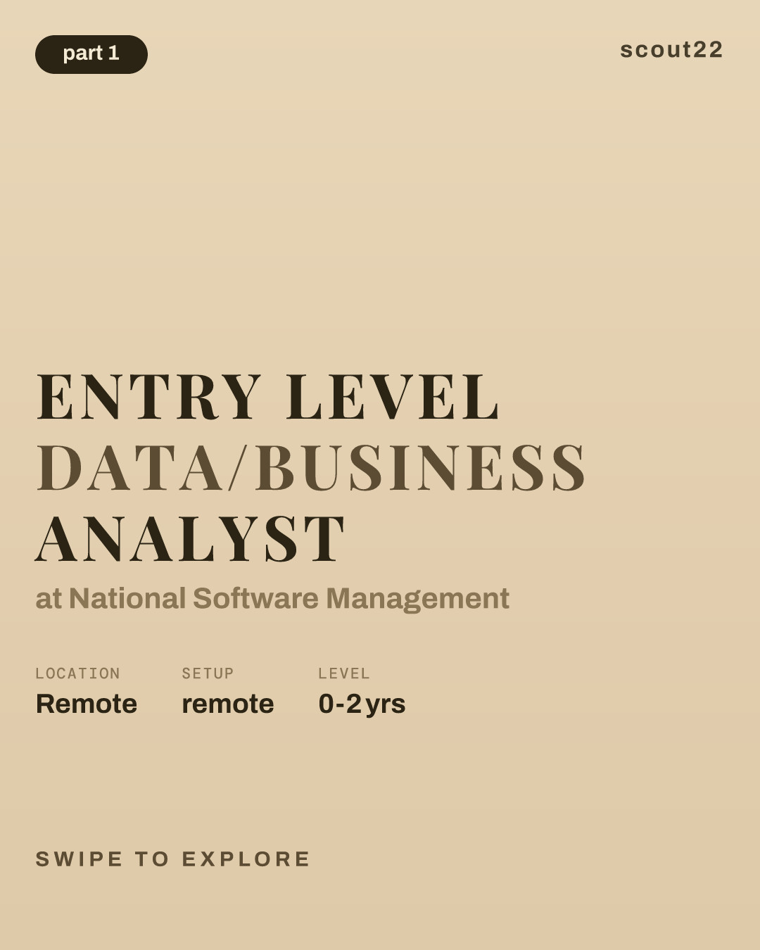 Entry Level Data/Business Analyst at National Software Management