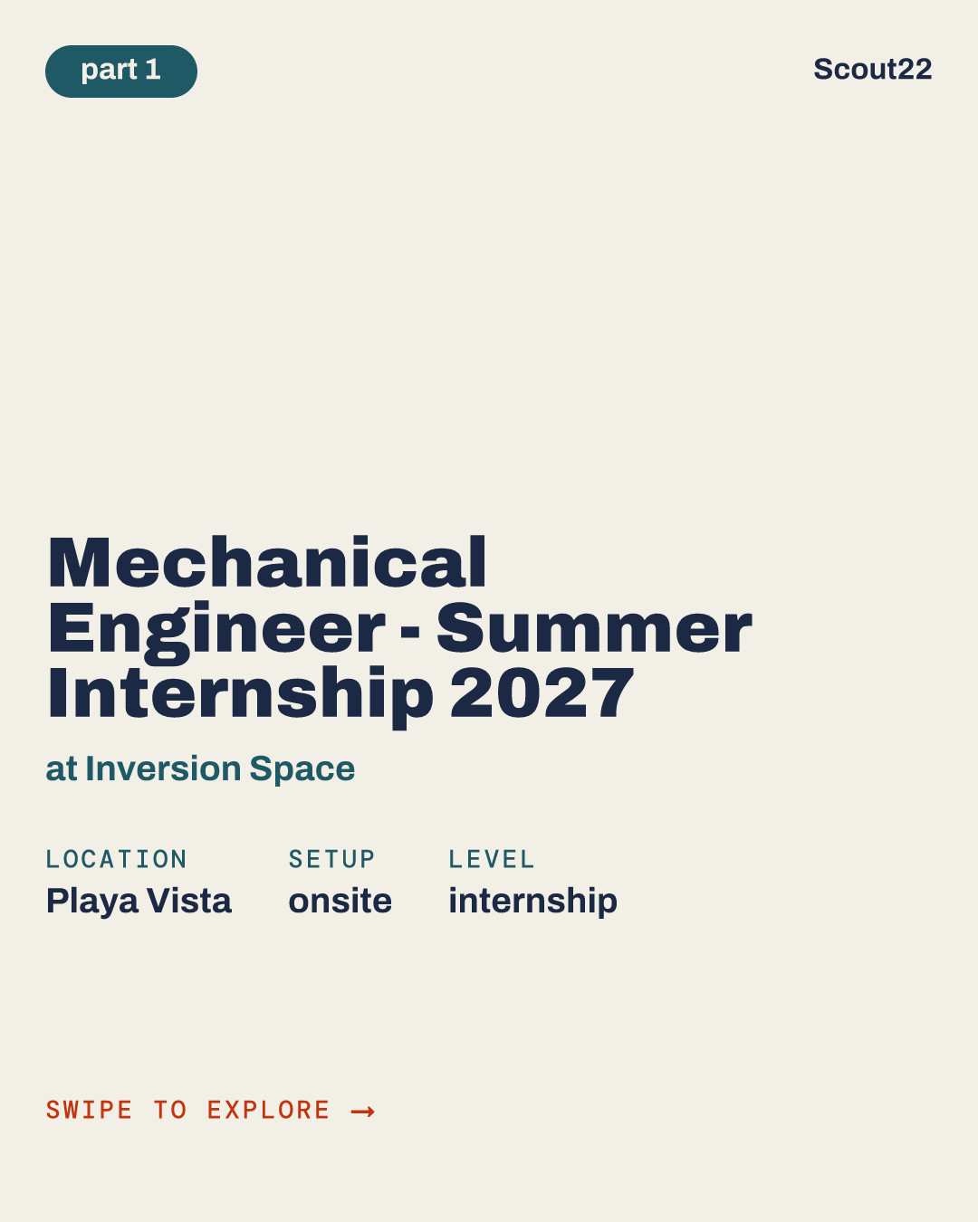 Mechanical Engineer - Summer Internship 2027 at Inversion Space