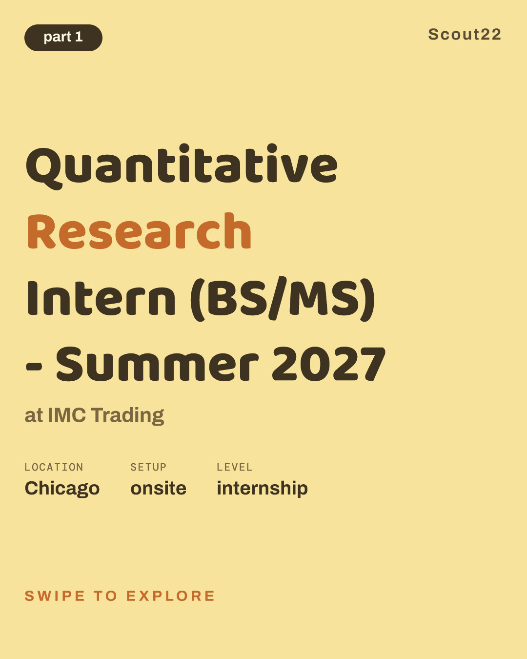 Quantitative Research Intern (BS/MS) - Summer 2027 at IMC Trading