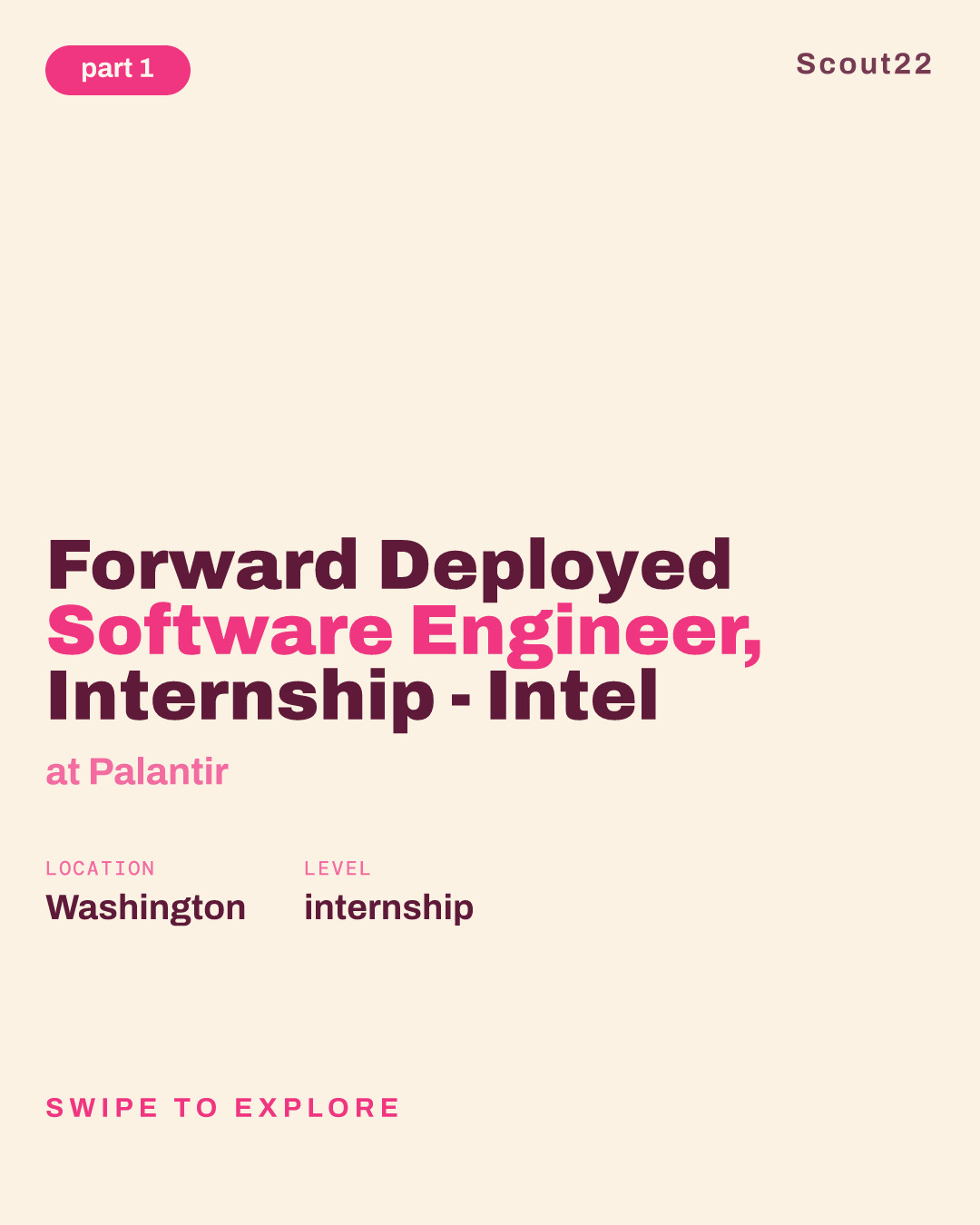 Forward Deployed Software Engineer, Internship - Intel at Palantir