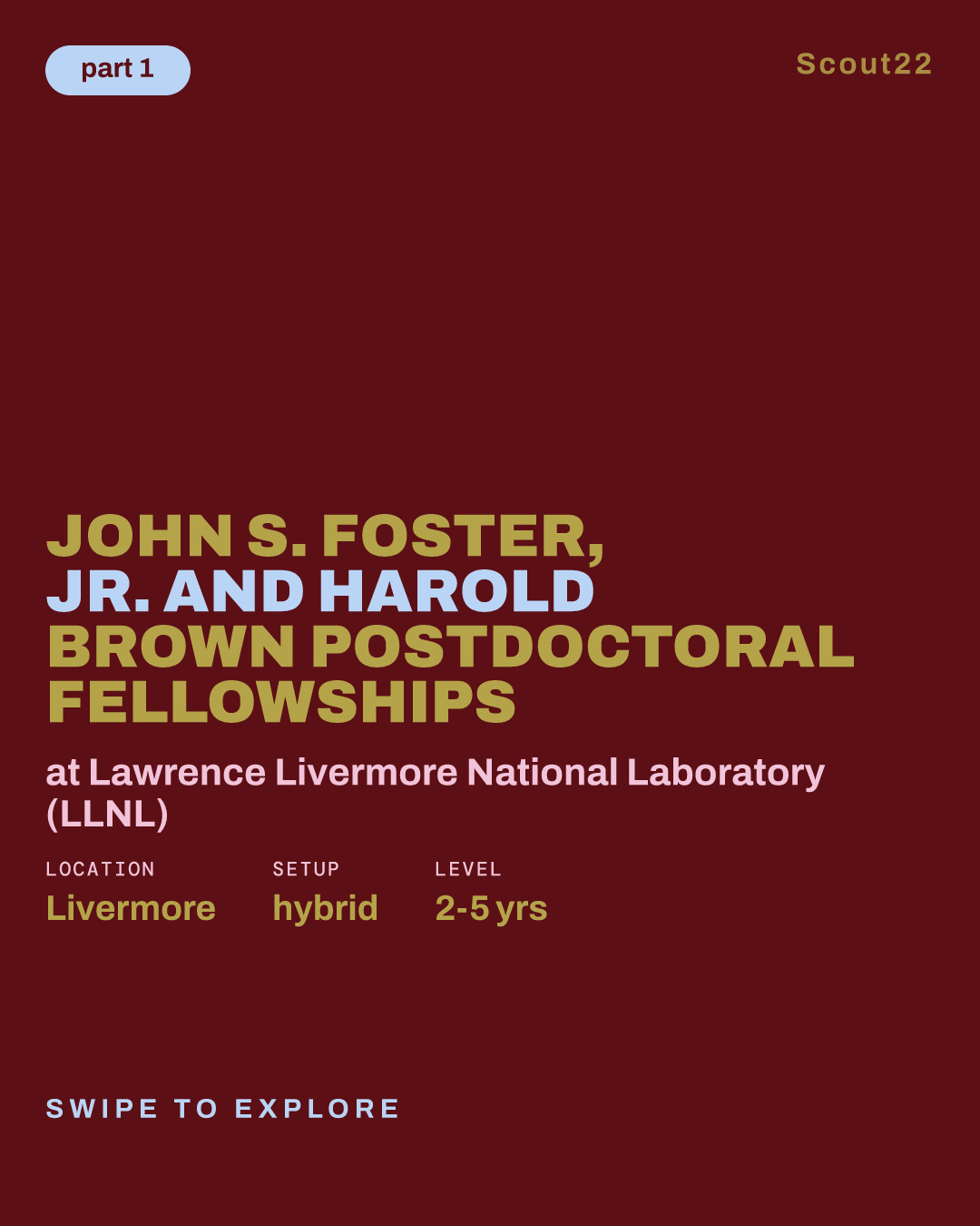 John S. Foster, Jr. and Harold Brown Postdoctoral Fellowships at Lawrence Livermore National Laboratory (LLNL)