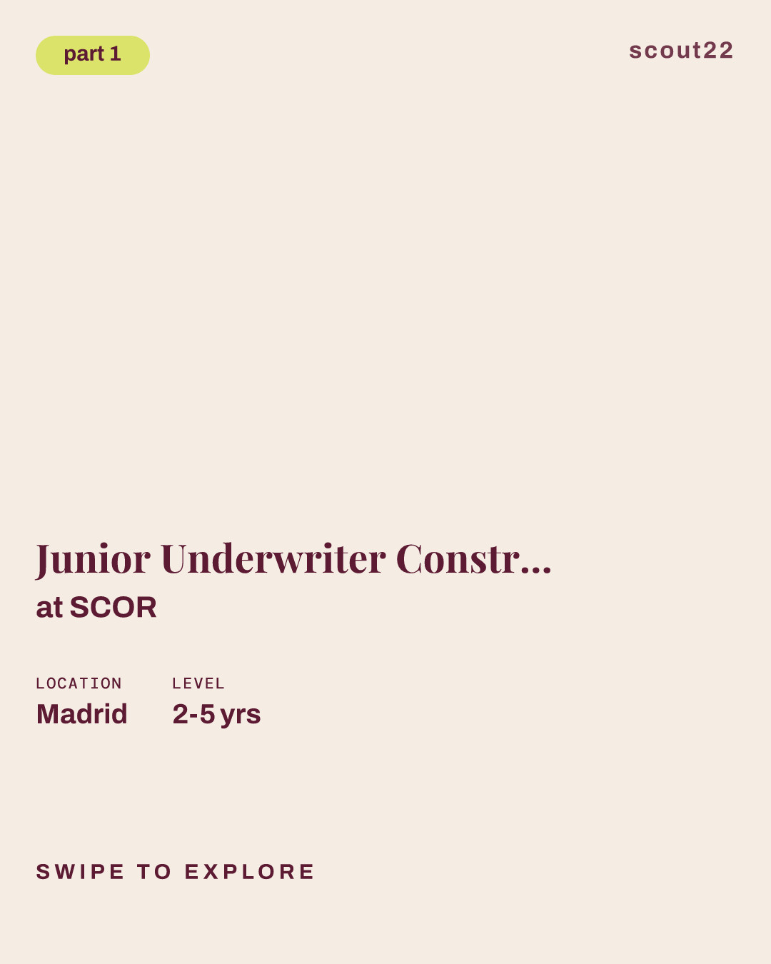 Junior Underwriter Construction Cedent Facultative Reinsurance Europe at SCOR