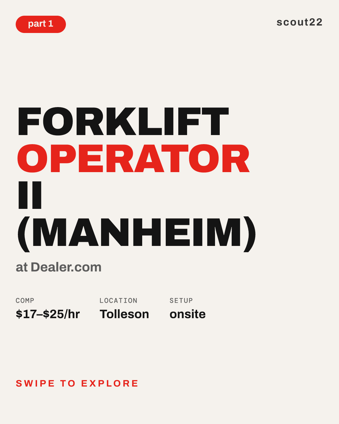 Forklift Operator II (Manheim) at Dealer.com