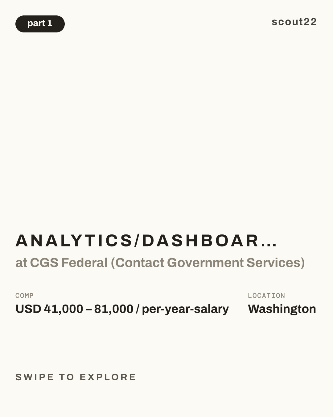 Analytics/Dashboarding Analyst (ADA) – Junior at CGS Federal (Contact Government Services)