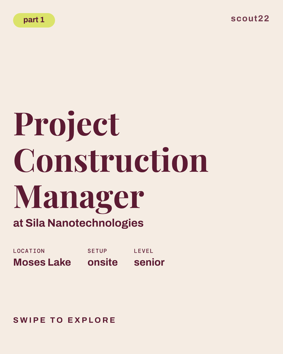 Project Construction Manager at Sila Nanotechnologies