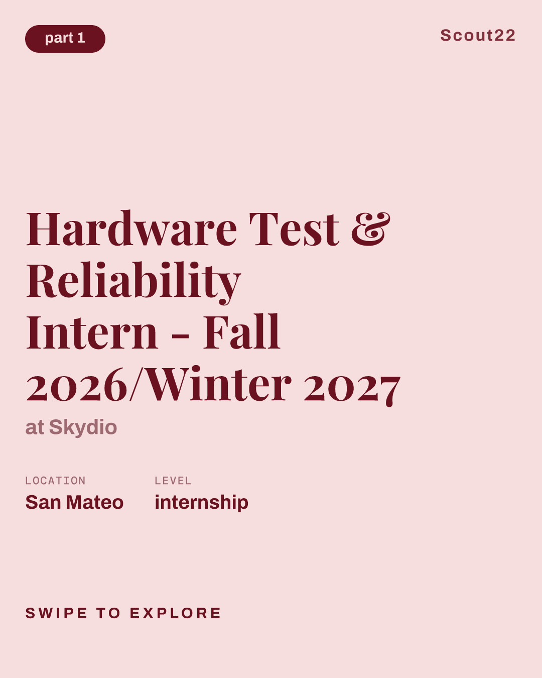Hardware Test & Reliability Intern - Fall 2026/Winter 2027 at Skydio