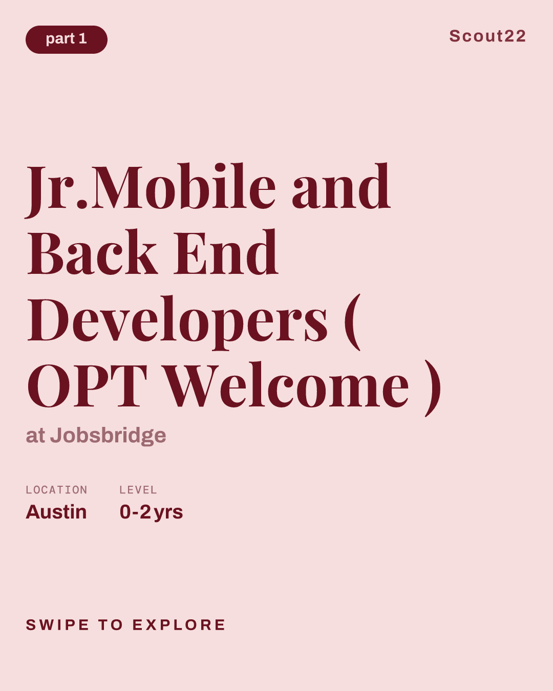 Jr.Mobile and Back End Developers ( OPT Welcome ) at Jobsbridge