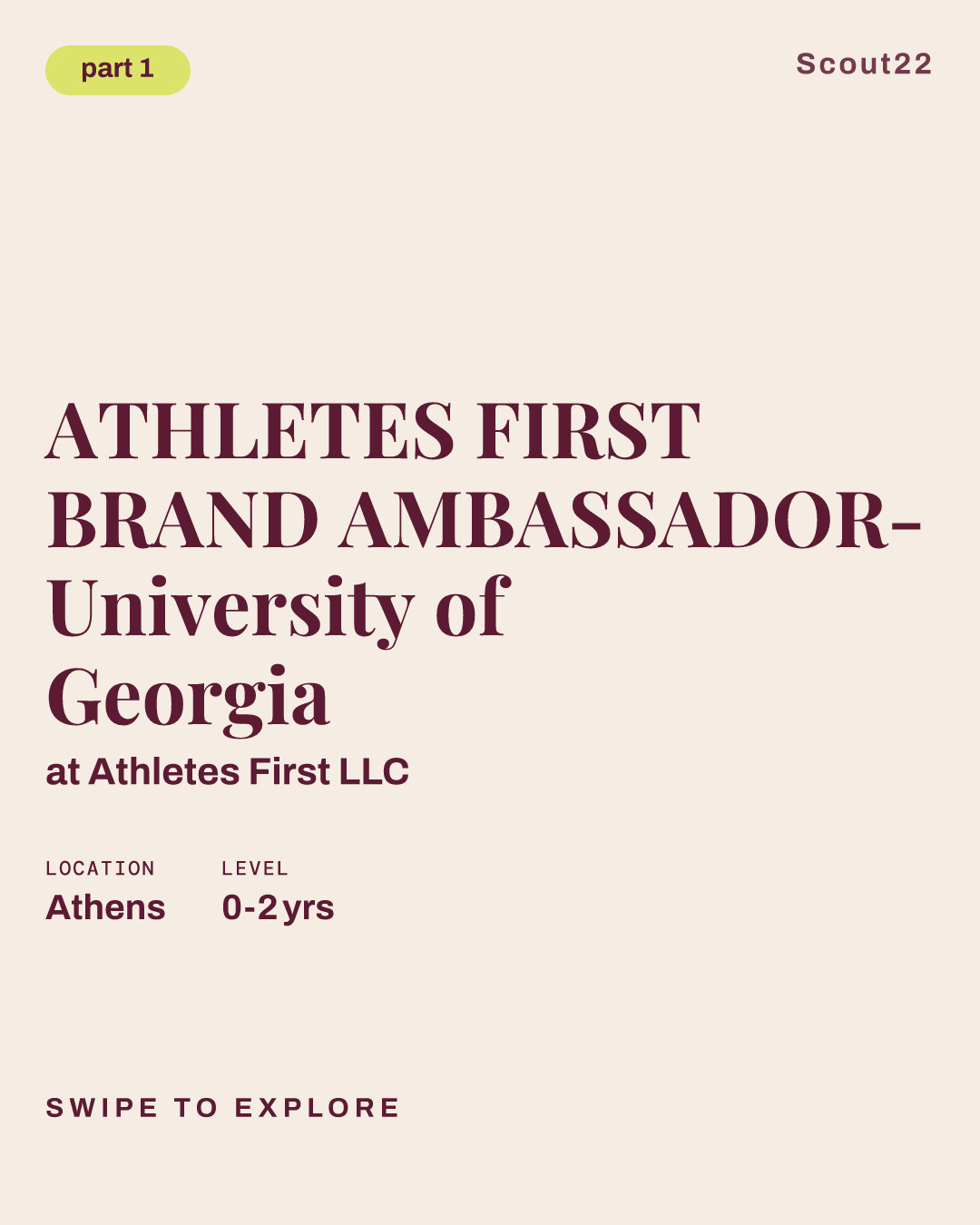 ATHLETES FIRST BRAND AMBASSADOR- University of Georgia at Athletes First LLC