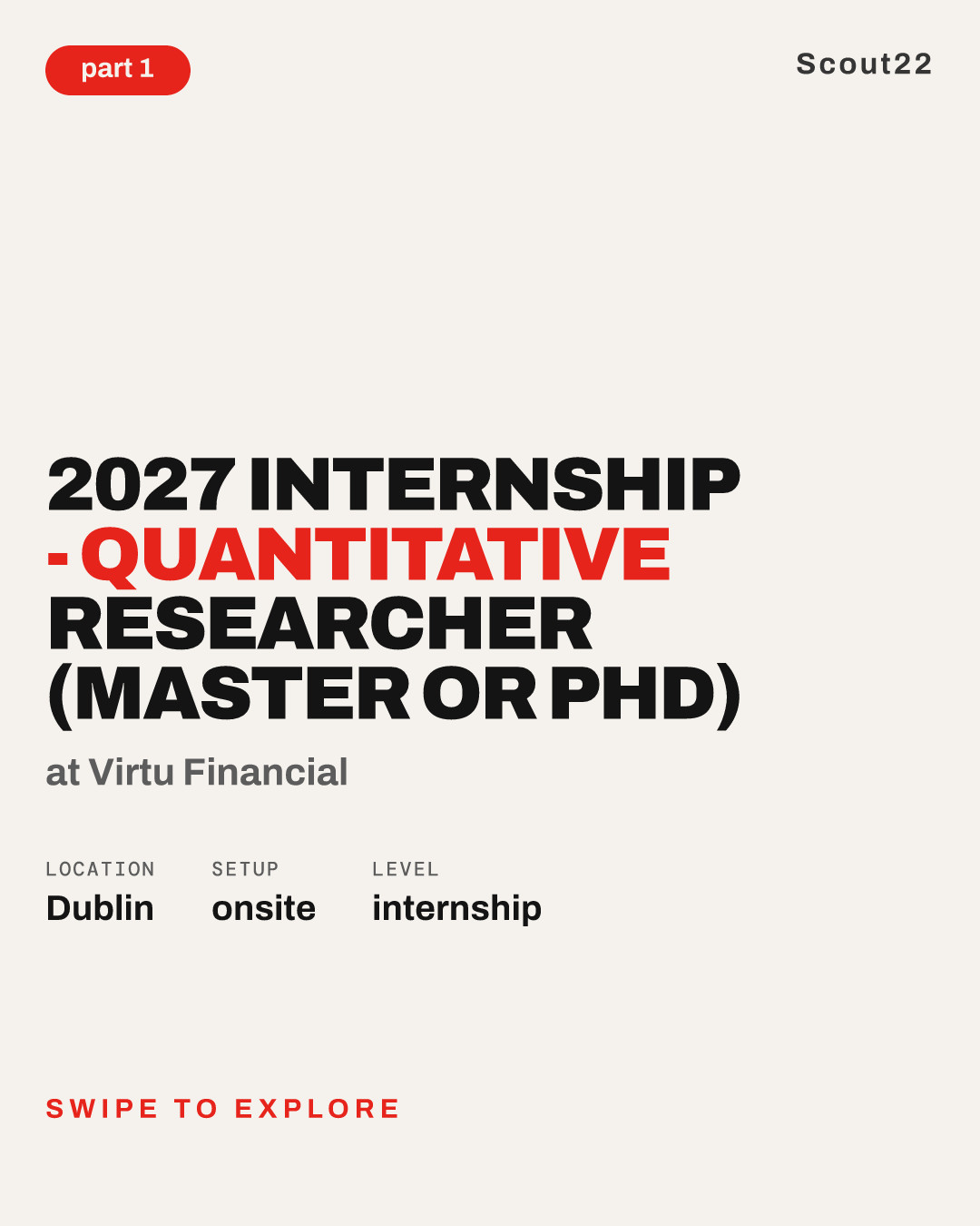 2027 Internship - Quantitative Researcher (Master or PhD) at Virtu Financial