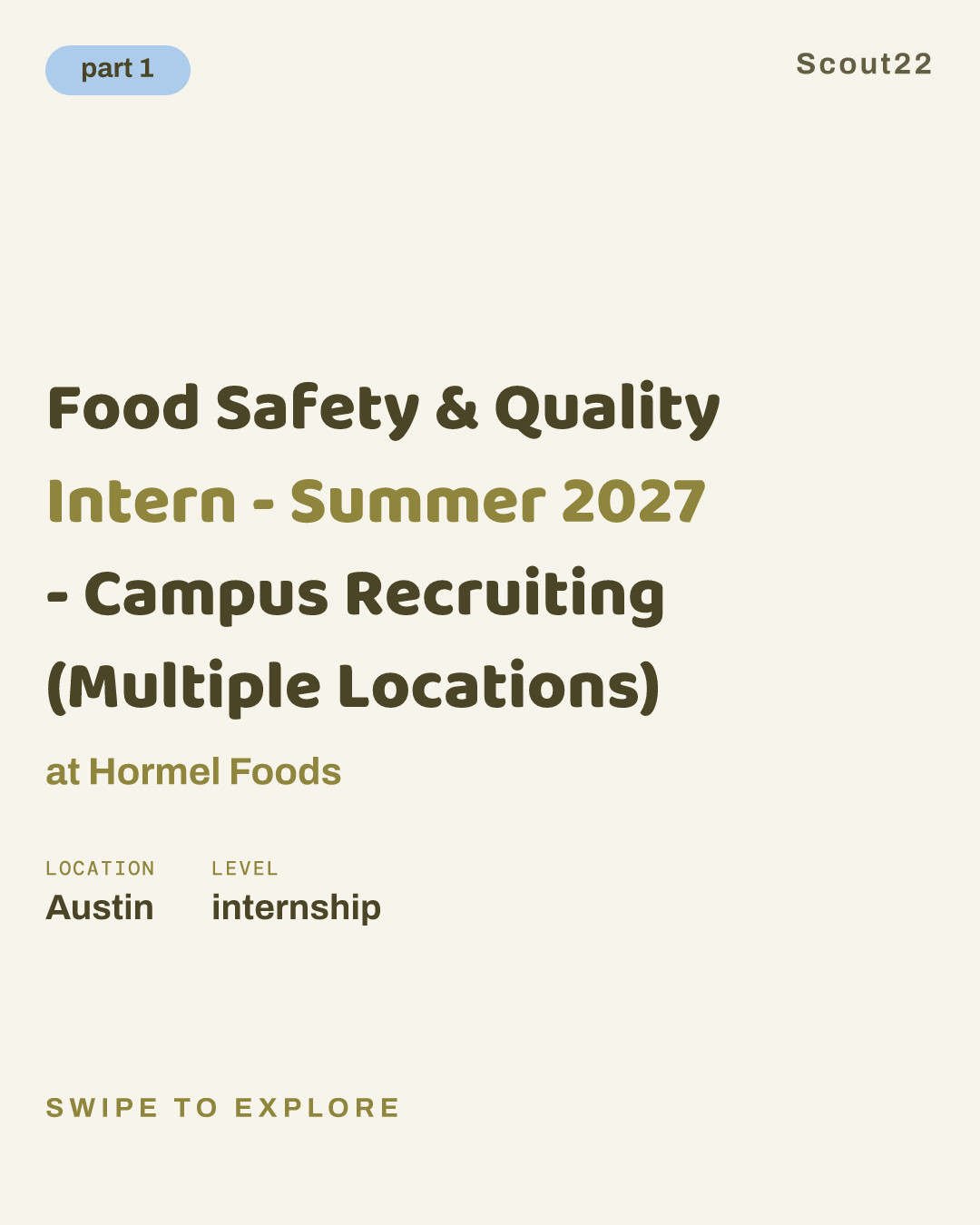 Food Safety & Quality Intern - Summer 2027 - Campus Recruiting (Multiple Locations) at Hormel Foods