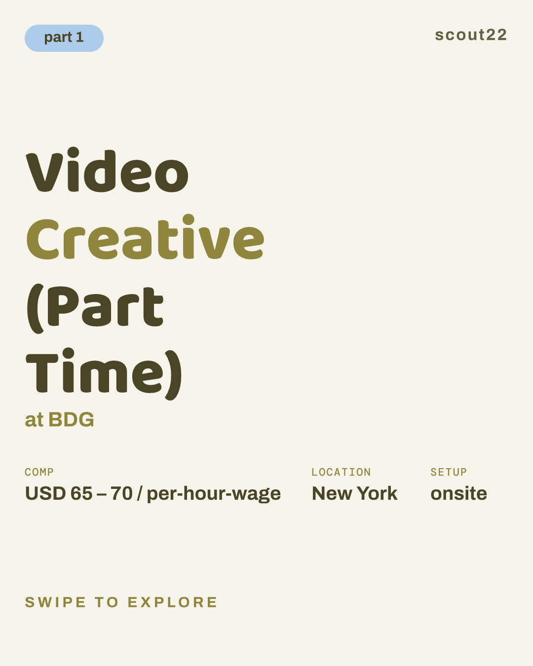 Video Creative (Part Time) at BDG