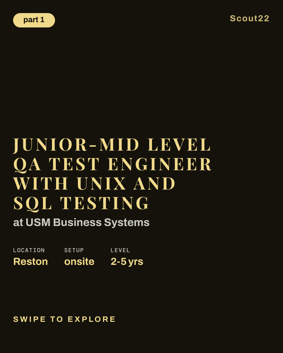 JUNIOR-MID LEVEL QA Test Engineer with Unix and SQL testing at USM Business Systems