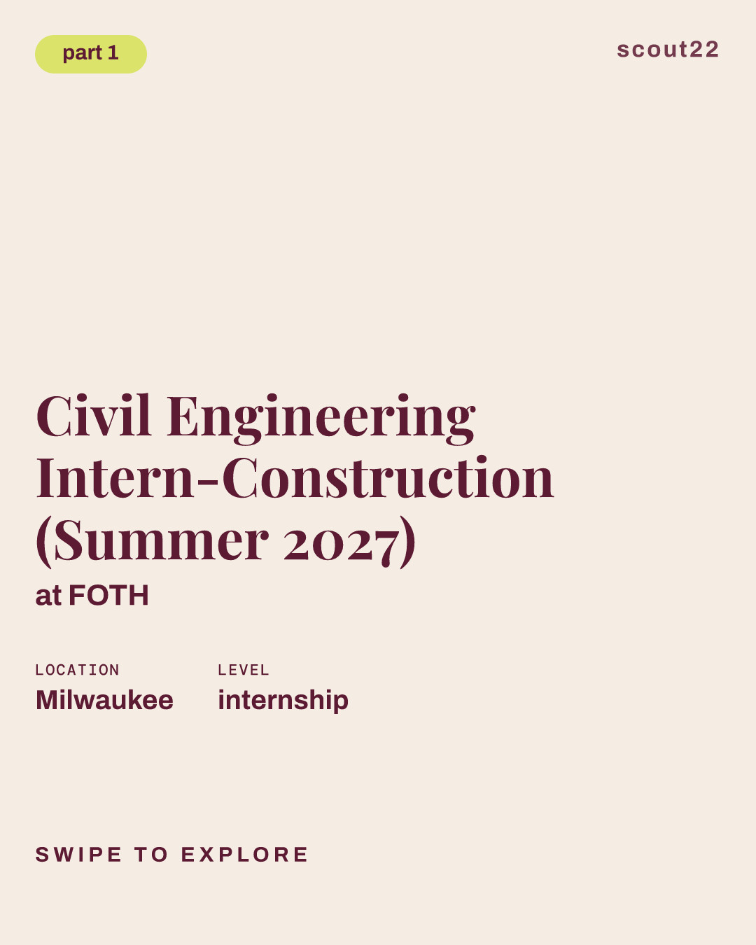 Civil Engineering Intern-Construction (Summer 2027) at FOTH