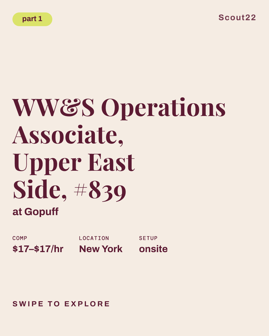 WW&S Operations Associate, Upper East Side, #839 at Gopuff