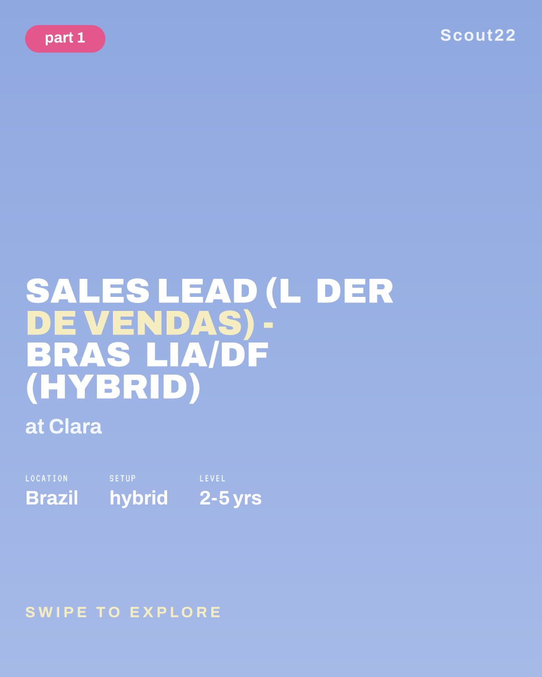 Sales Lead (Líder de Vendas) - Brasília/DF (Hybrid) at Clara
