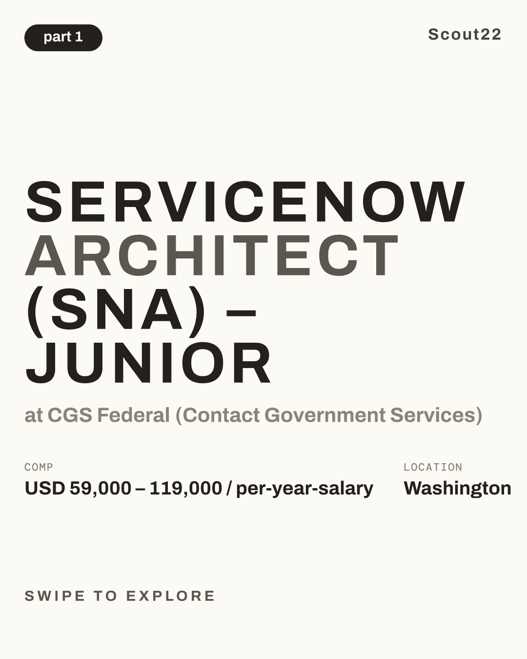 ServiceNow Architect (SNA) – Junior at CGS Federal (Contact Government Services)