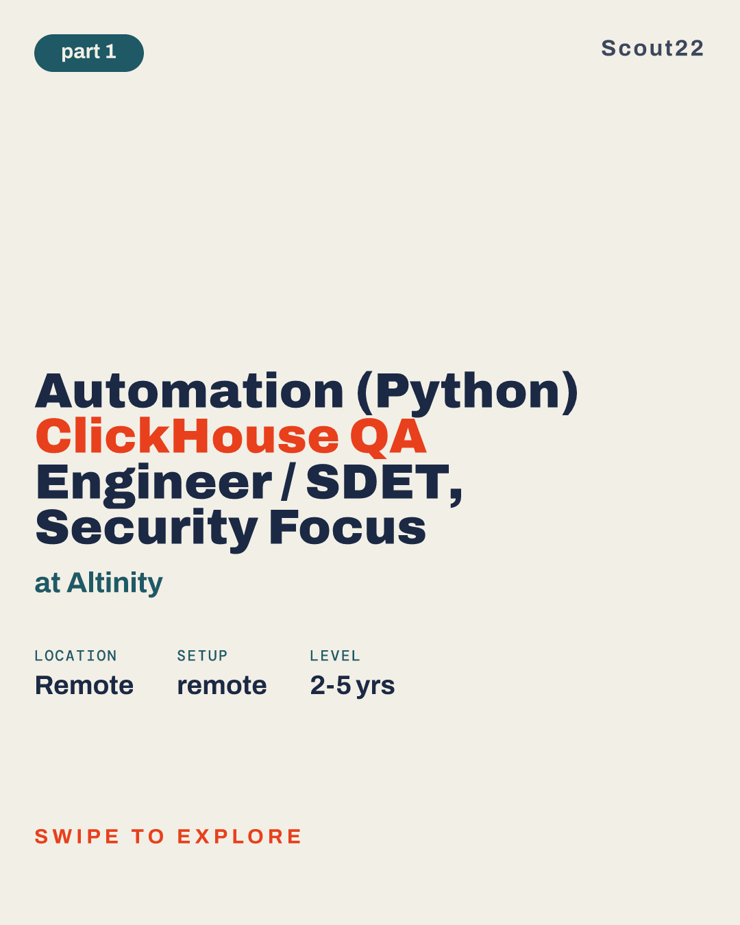 Automation (Python) ClickHouse QA Engineer / SDET, Security Focus at Altinity