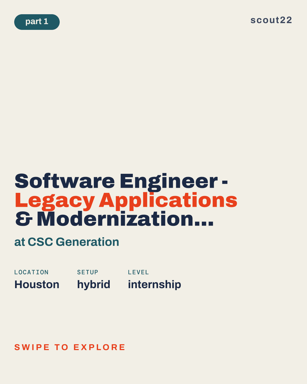 Software Engineer - Legacy Applications & Modernization - Intern/Part Time at CSC Generation