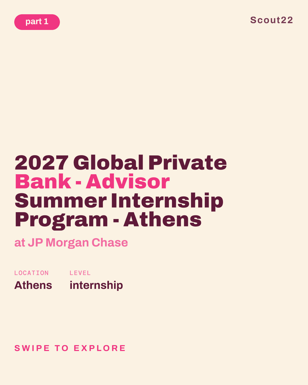 2027 Global Private Bank - Advisor Summer Internship Program - Athens at JP Morgan Chase