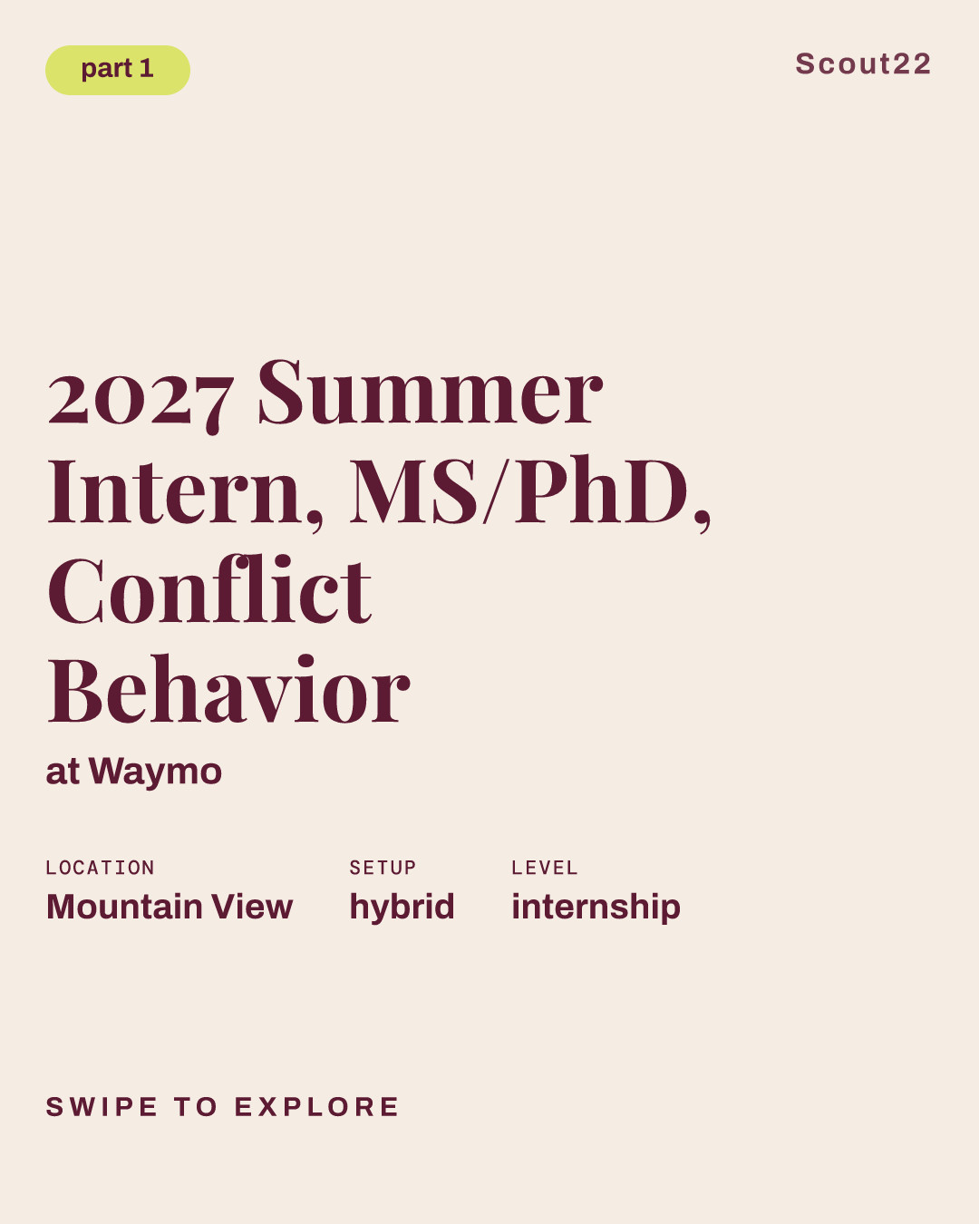 2027 Summer Intern, MS/PhD, Conflict Behavior at Waymo