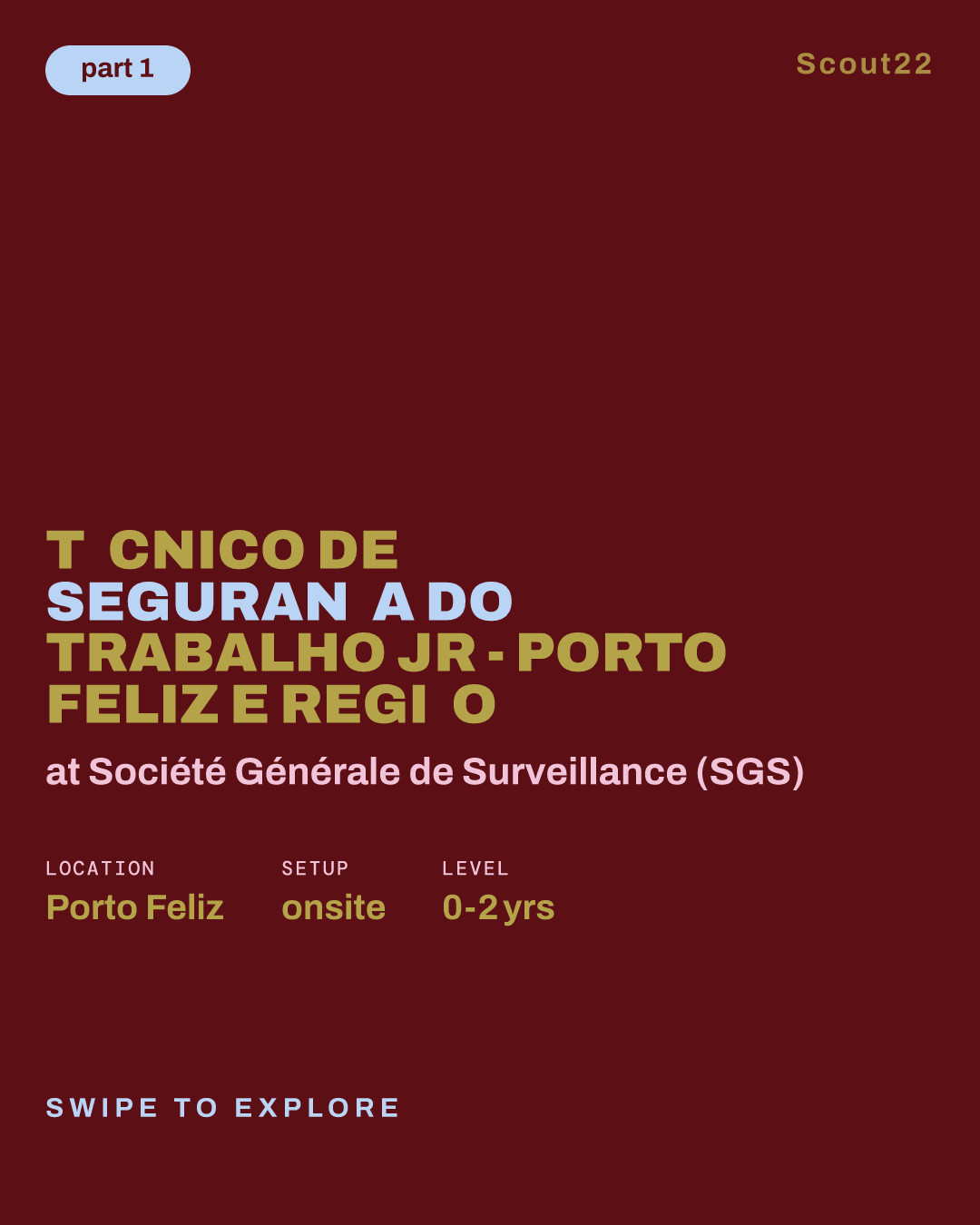 Técnico De Segurança Do Trabalho JR - Porto Feliz e Região at Société Générale de Surveillance (SGS)