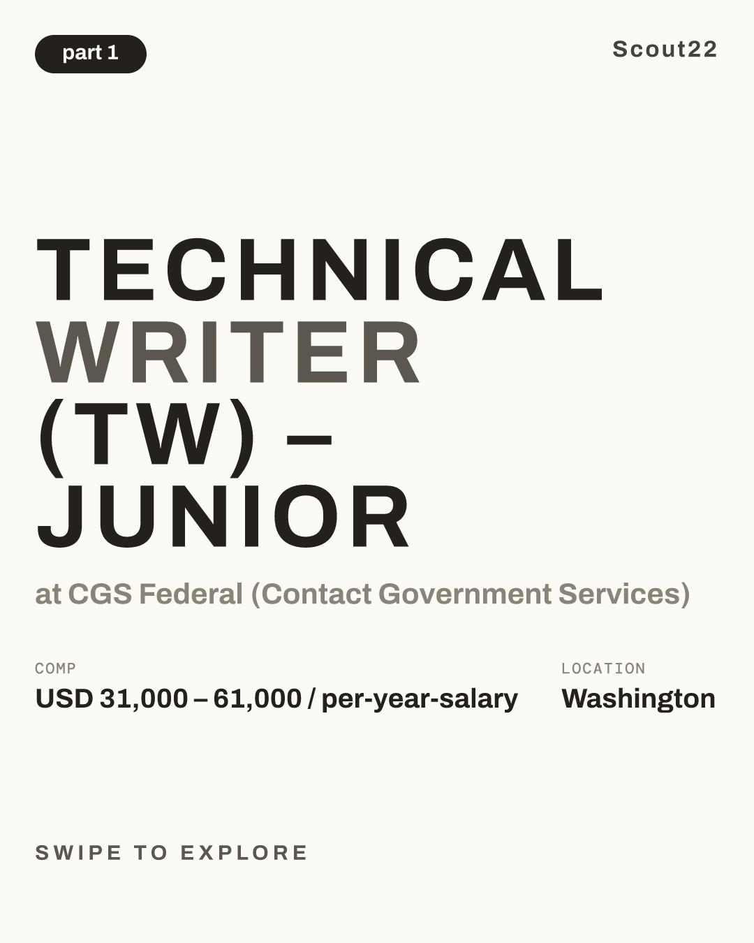 Technical Writer (TW) – Junior at CGS Federal (Contact Government Services)