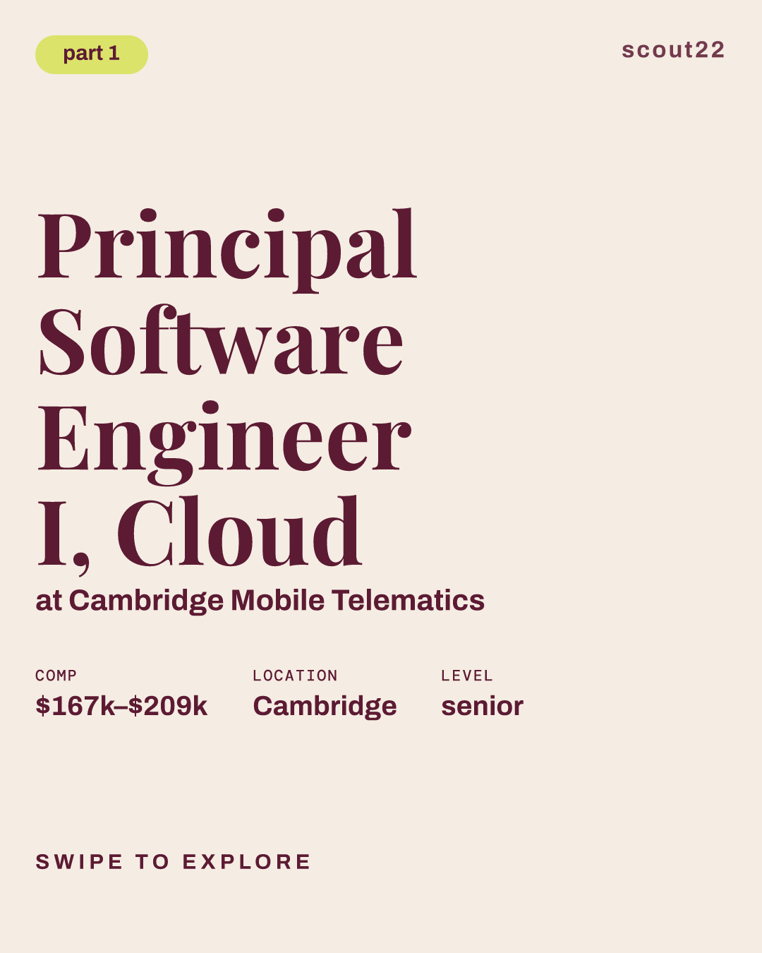 Principal Software Engineer I, Cloud at Cambridge Mobile Telematics