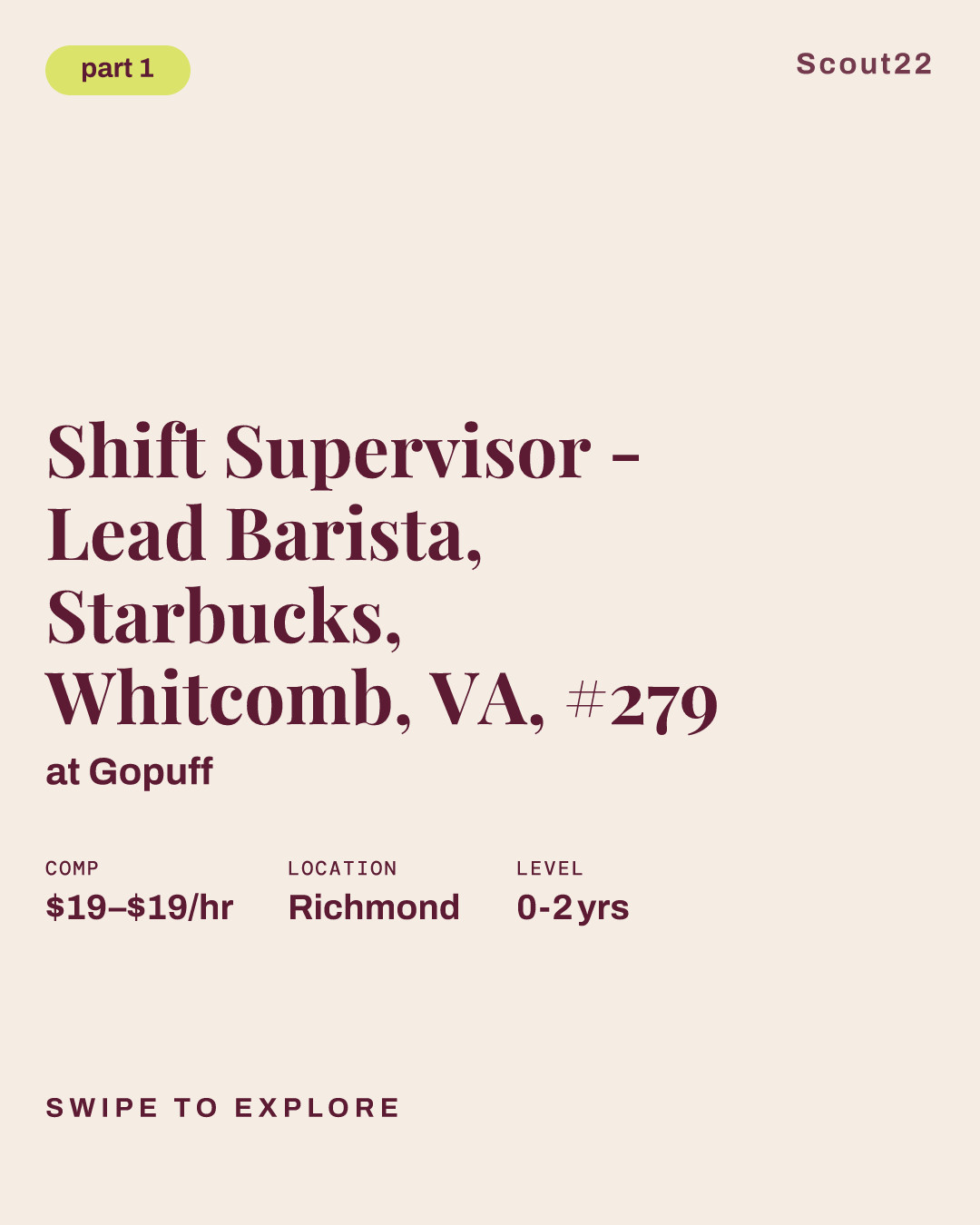 Shift Supervisor - Lead Barista, Starbucks, Whitcomb, VA, #279 at Gopuff