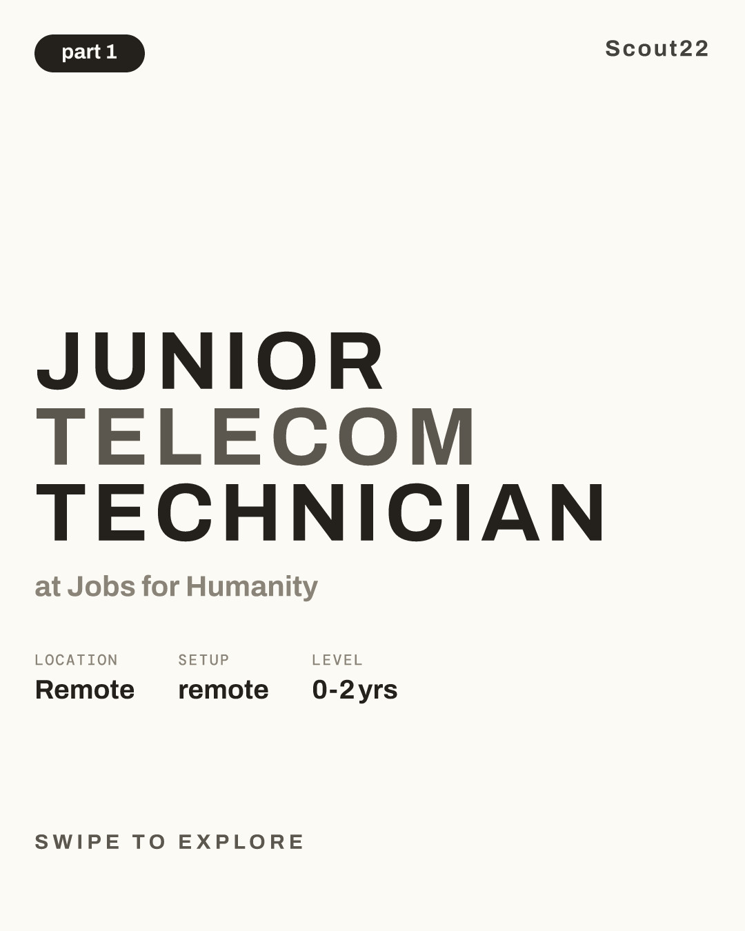 Junior Telecom Technician at Jobs for Humanity