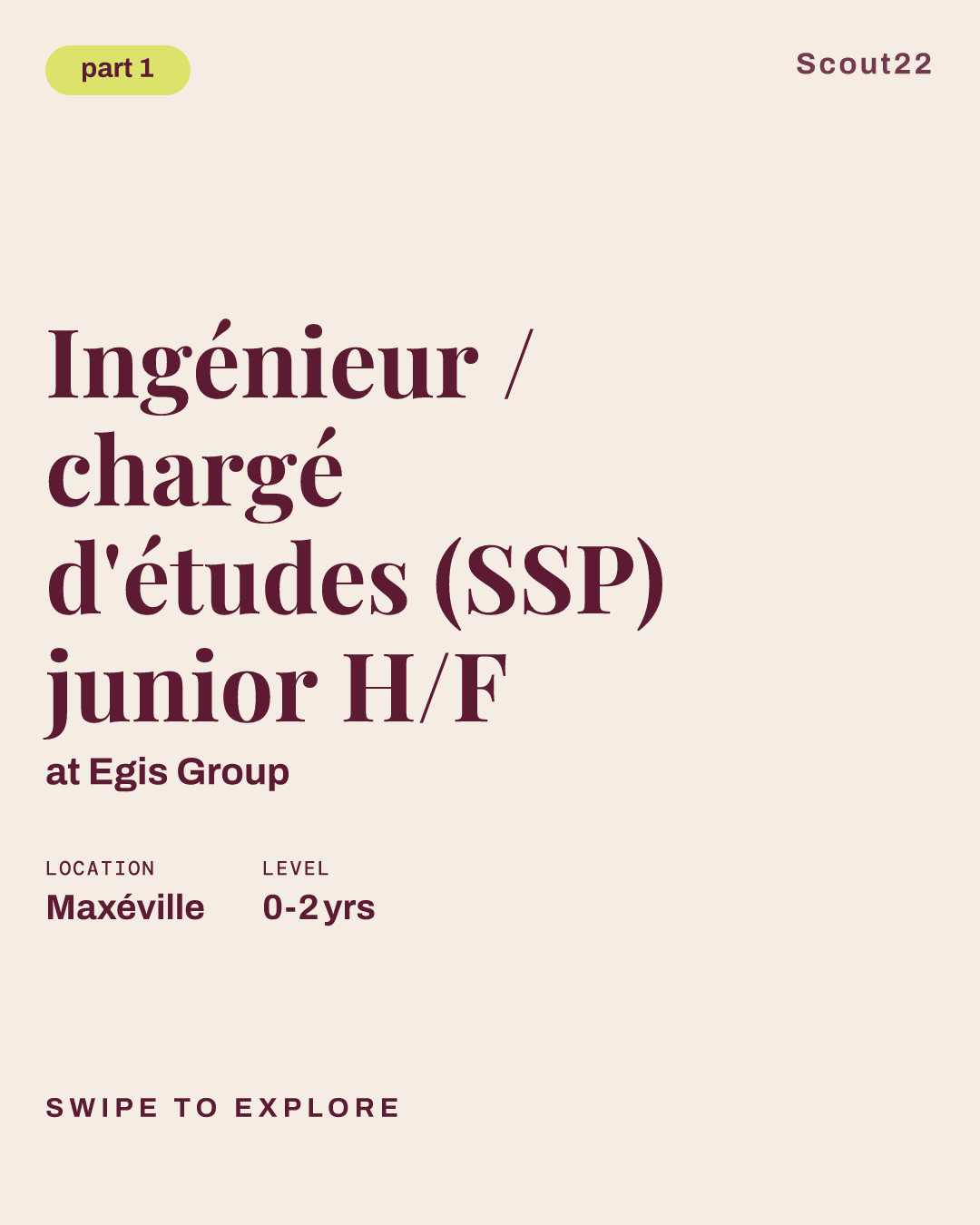 Ingénieur / chargé d'études (SSP) junior H/F at Egis Group