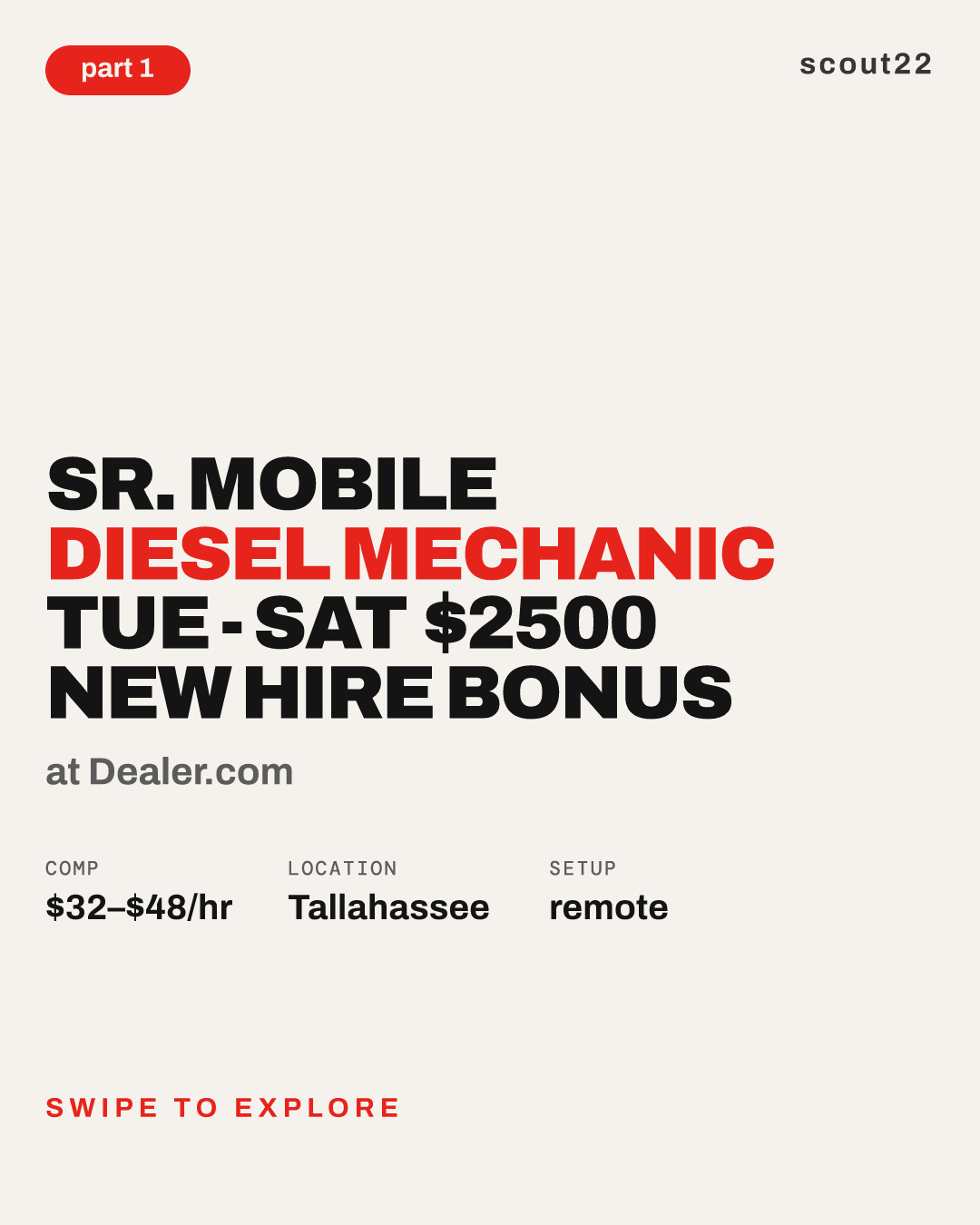Sr. Mobile Diesel Mechanic Tue - Sat $2500 New Hire Bonus at Dealer.com