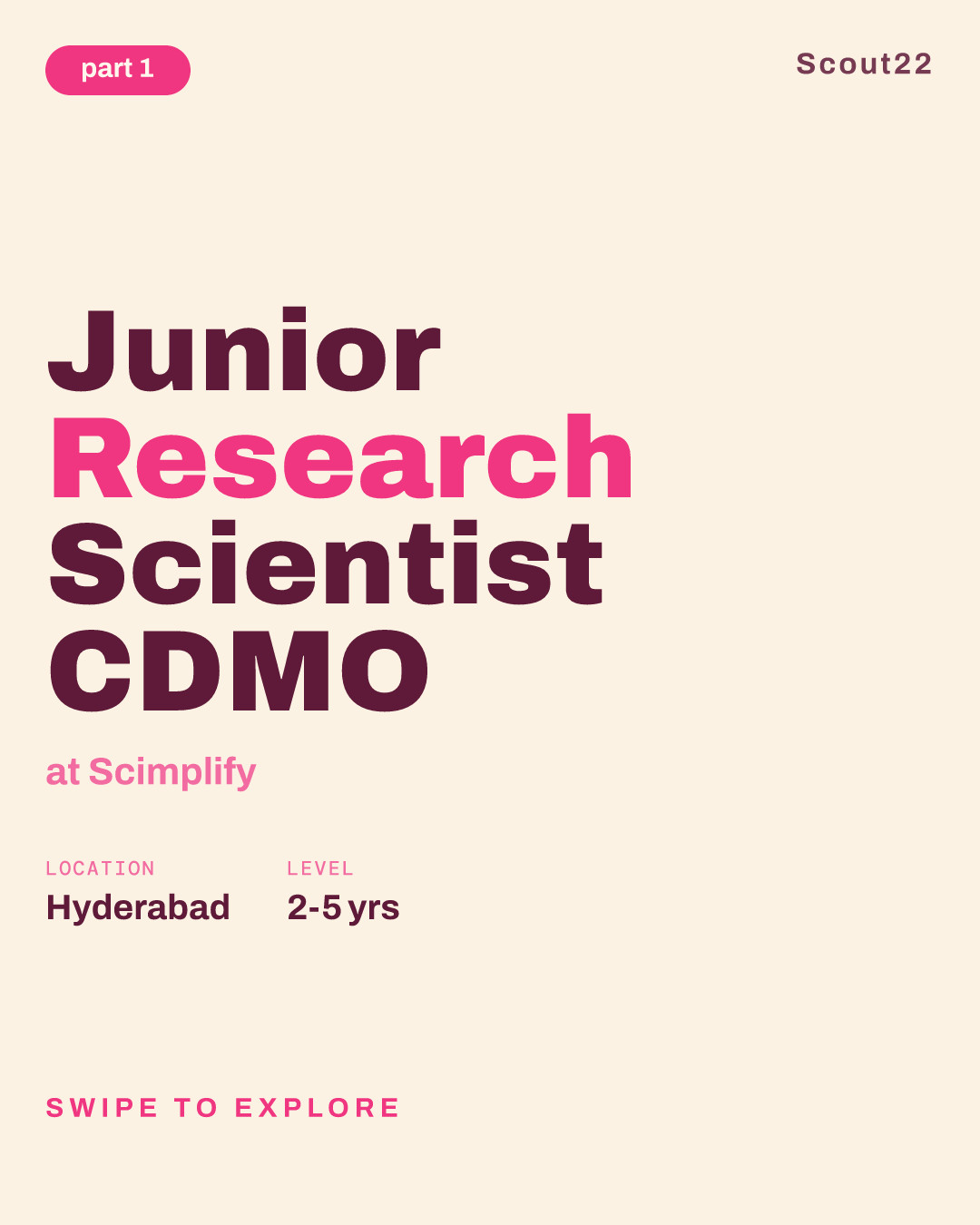 Junior Research Scientist CDMO at Scimplify