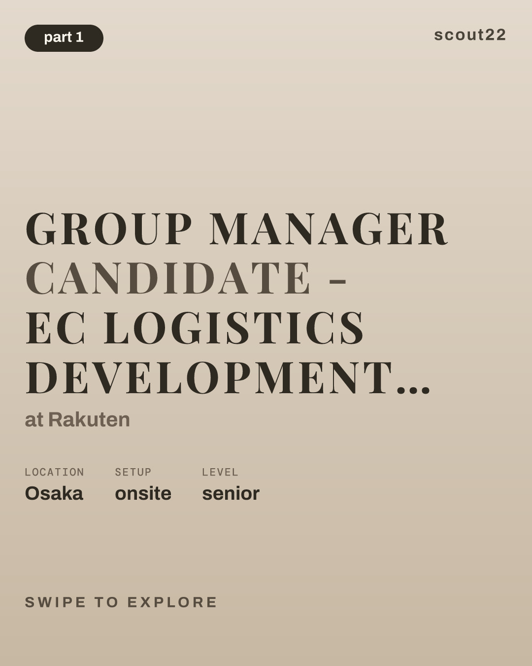 Group Manager Candidate - EC Logistics Development Department (Osaka Office) (ECLD) at Rakuten