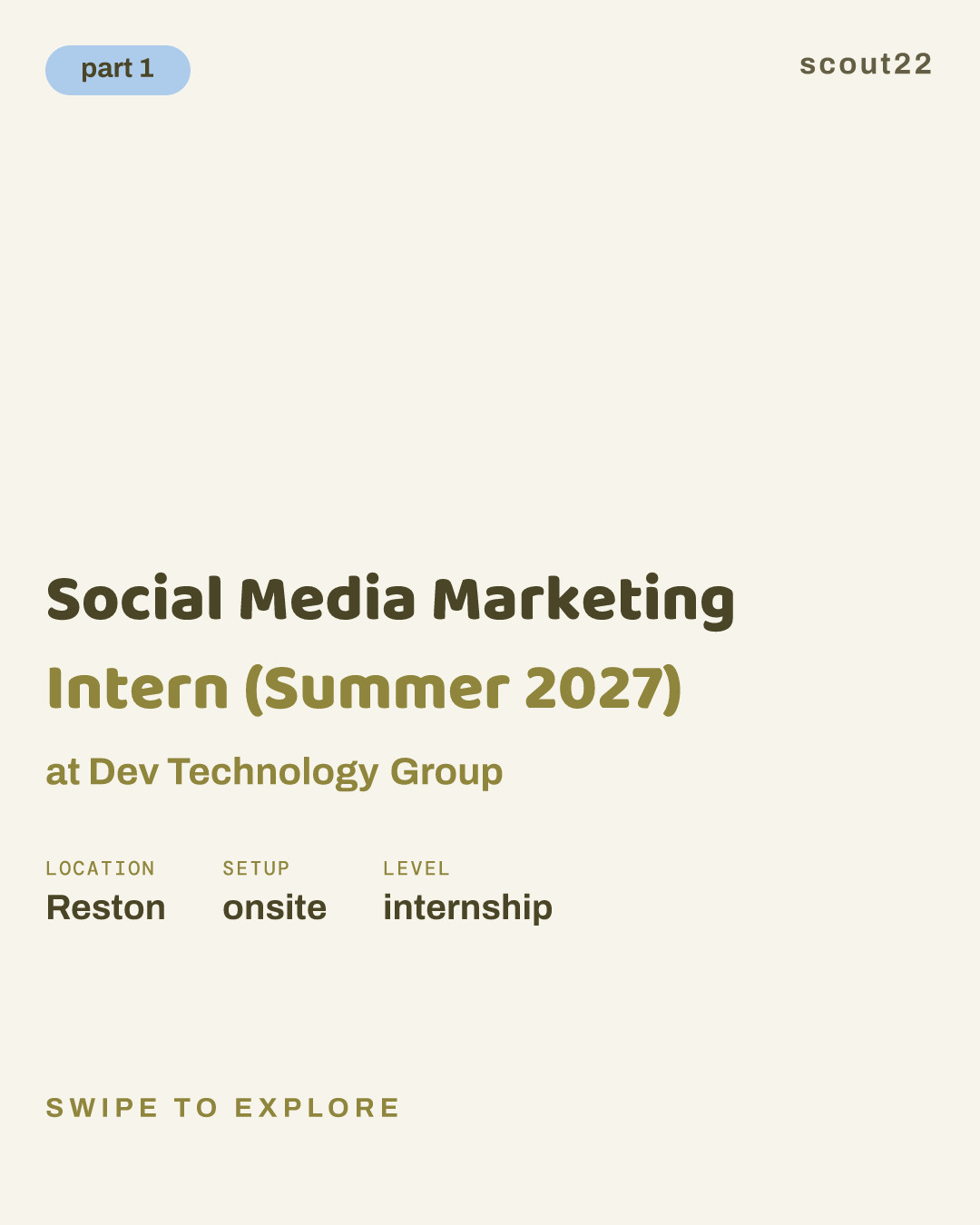 Social Media Marketing Intern (Summer 2027) at Dev Technology Group