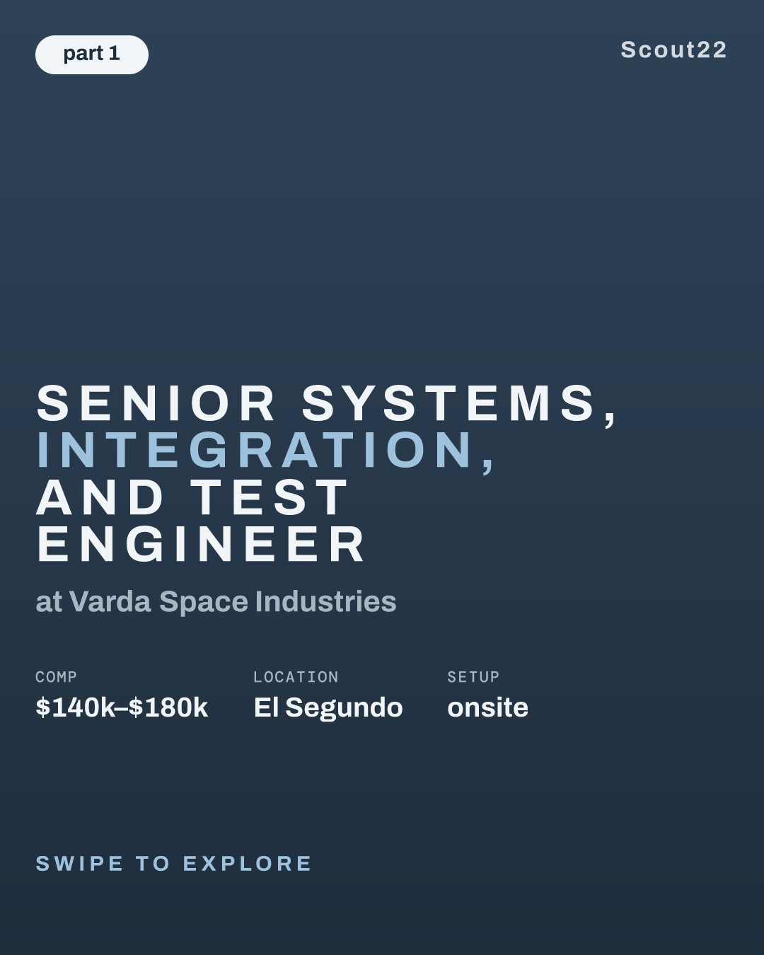 Senior Systems, Integration, and Test Engineer at Varda Space Industries