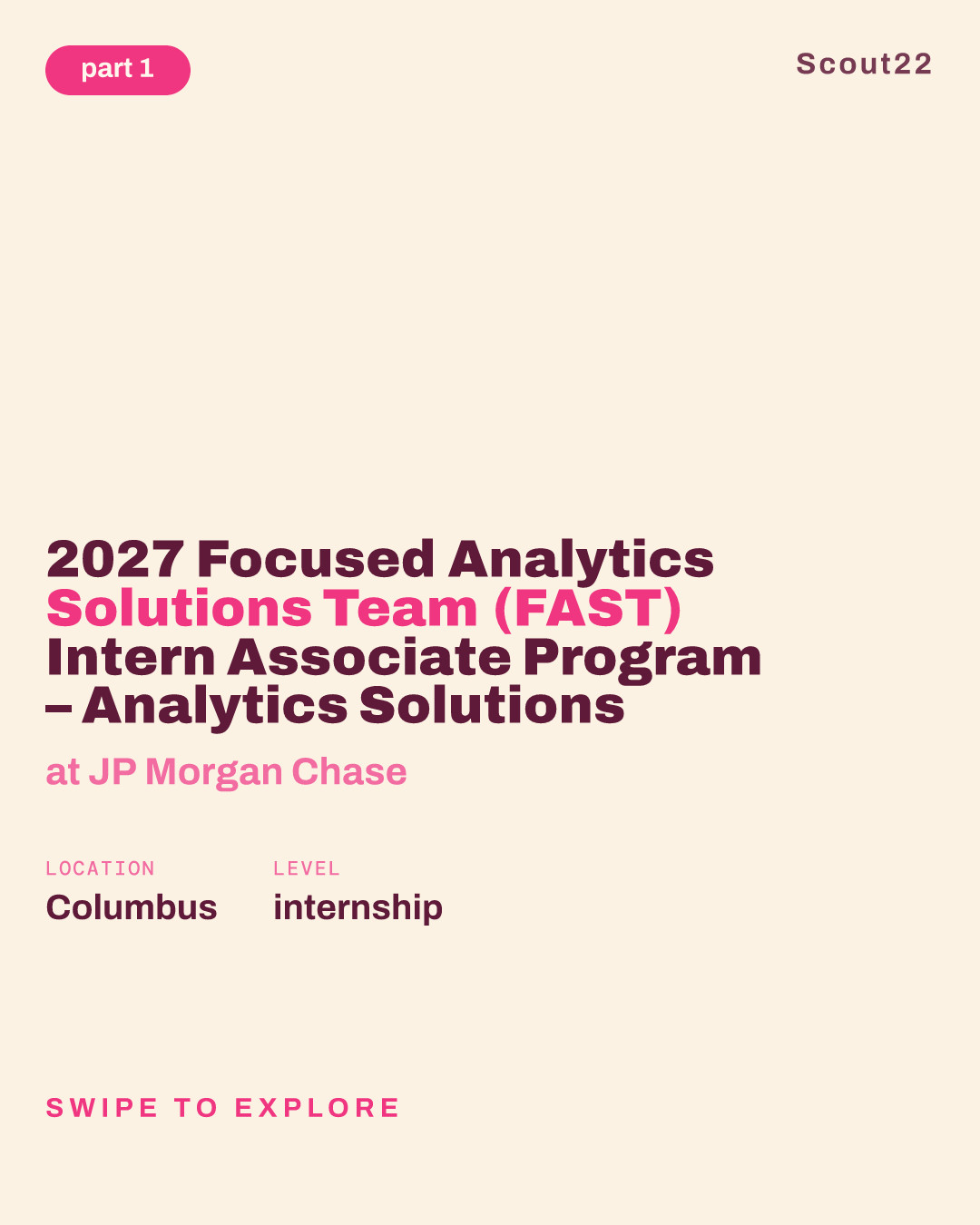 2027 Focused Analytics Solutions Team (FAST) Intern Associate Program – Analytics Solutions at JP Morgan Chase