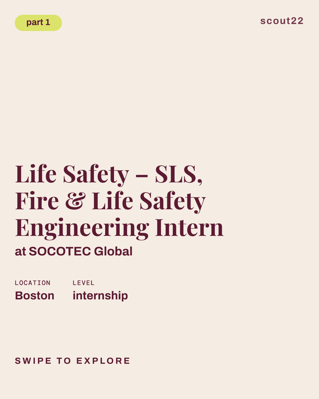 Life Safety – SLS, Fire & Life Safety Engineering Intern at SOCOTEC Global