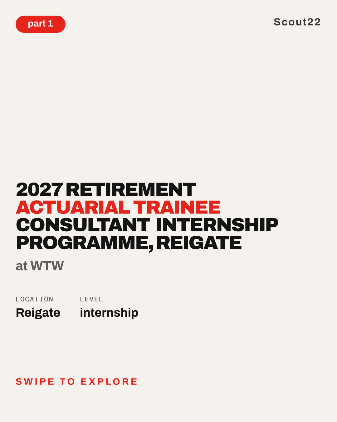 2027 Retirement Actuarial Trainee Consultant Internship Programme, Reigate at WTW