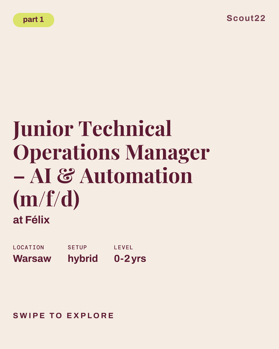 Junior Technical Operations Manager – AI & Automation (m/f/d) at Félix