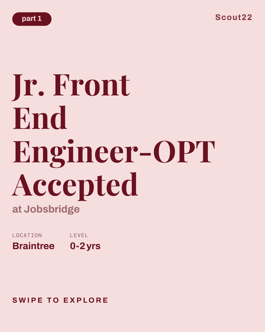 Jr. Front End Engineer-OPT Accepted at Jobsbridge
