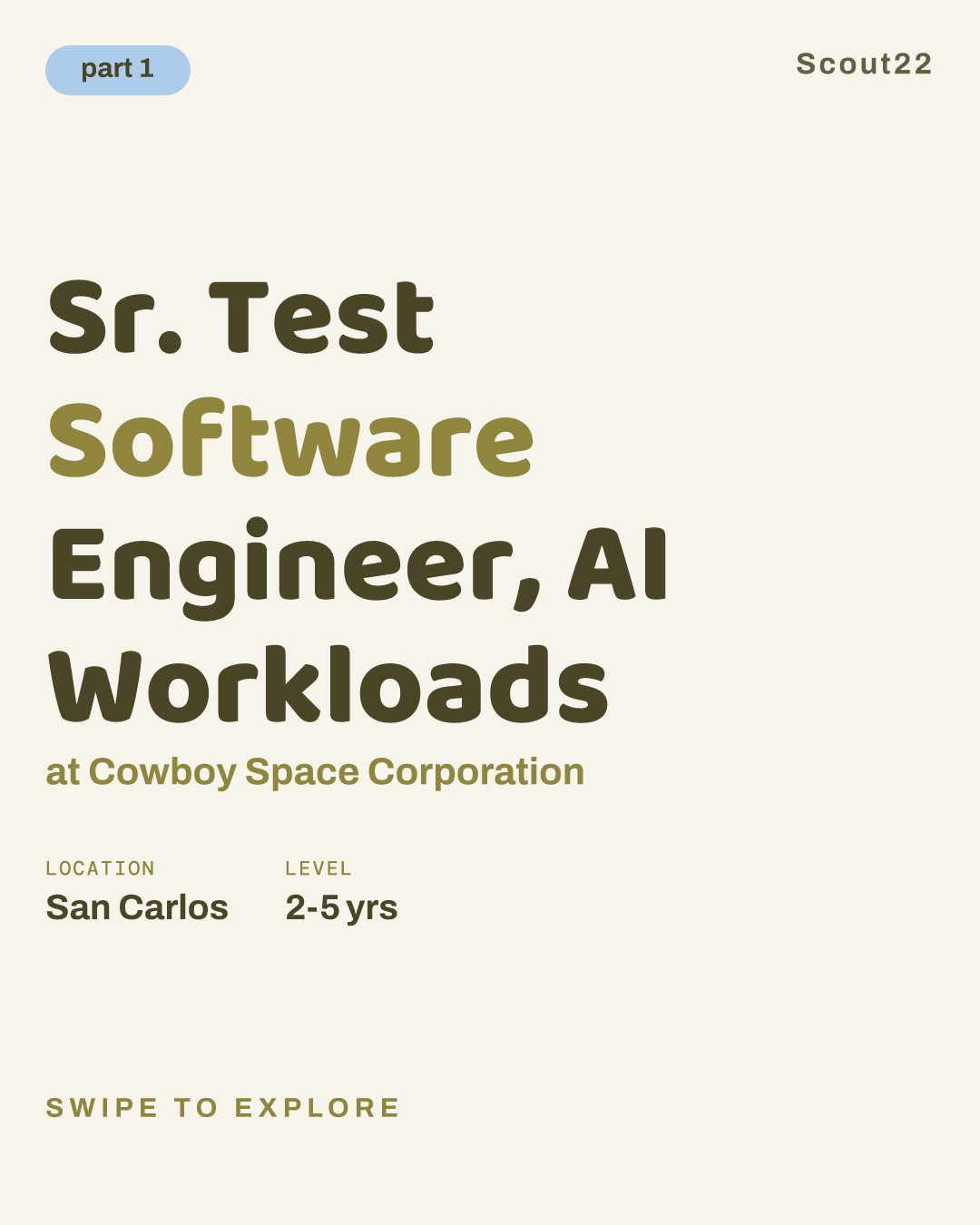 Sr. Test Software Engineer, AI Workloads at Cowboy Space Corporation