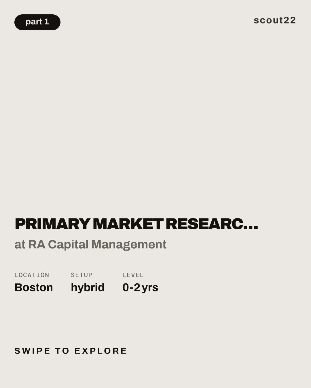 Primary Market Research Junior Associate at RA Capital Management