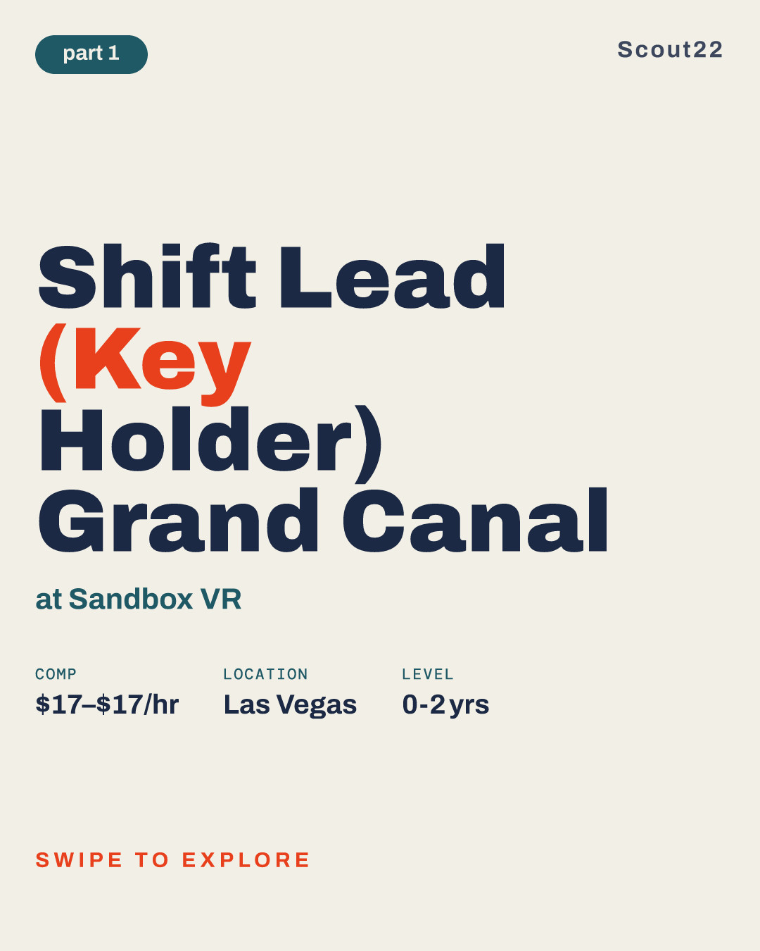 Shift Lead (Key Holder) Grand Canal at Sandbox VR
