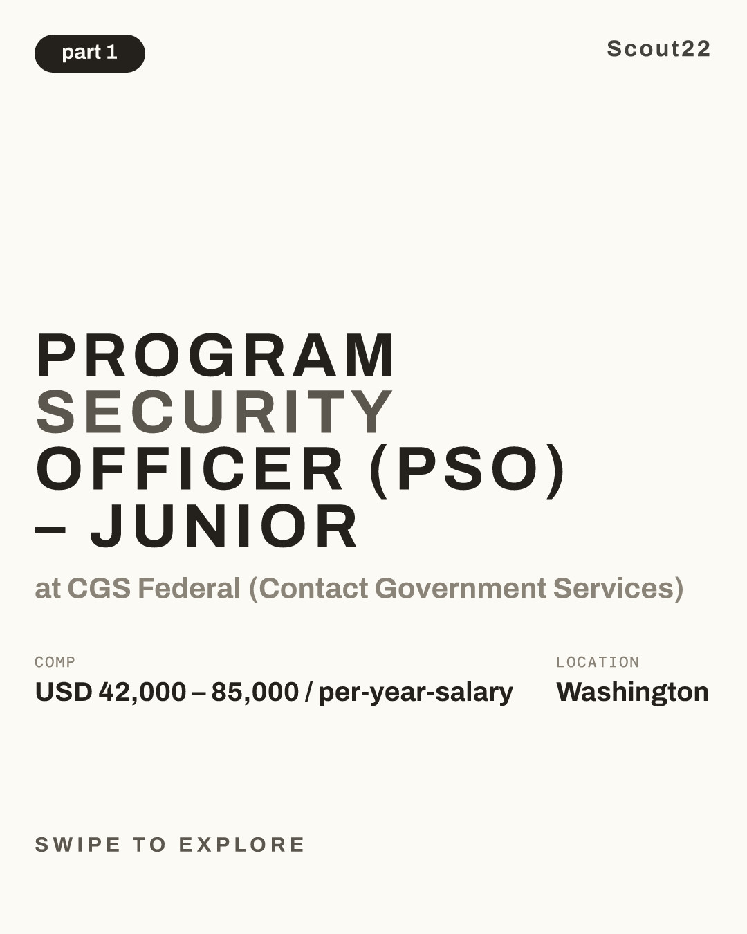 Program Security Officer (PSO) – Junior at CGS Federal (Contact Government Services)