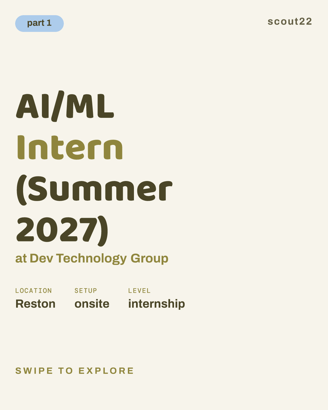 AI/ML Intern (Summer 2027) at Dev Technology Group