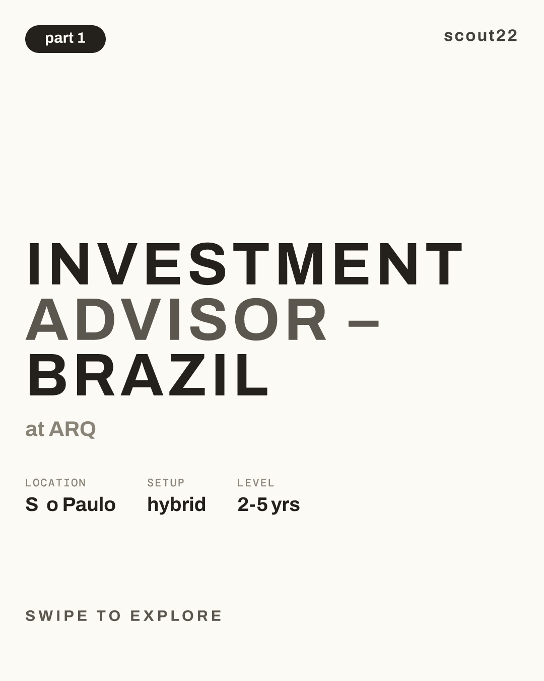 Investment Advisor – Brazil at ARQ