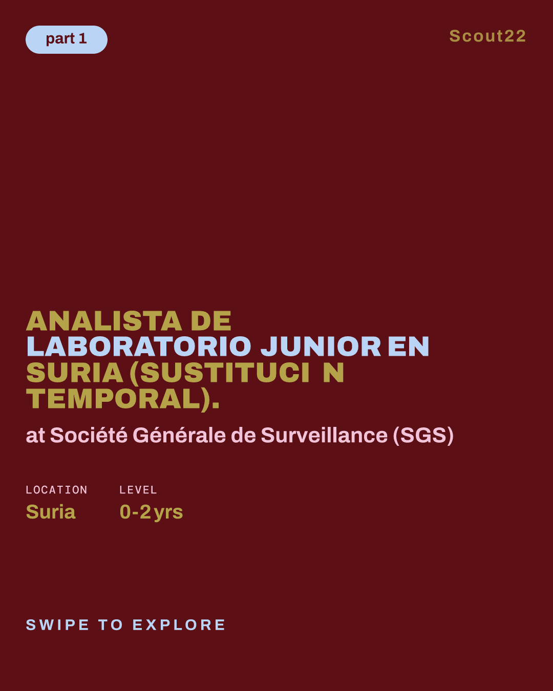 Analista de laboratorio junior en Suria (Sustitución temporal). at Société Générale de Surveillance (SGS)