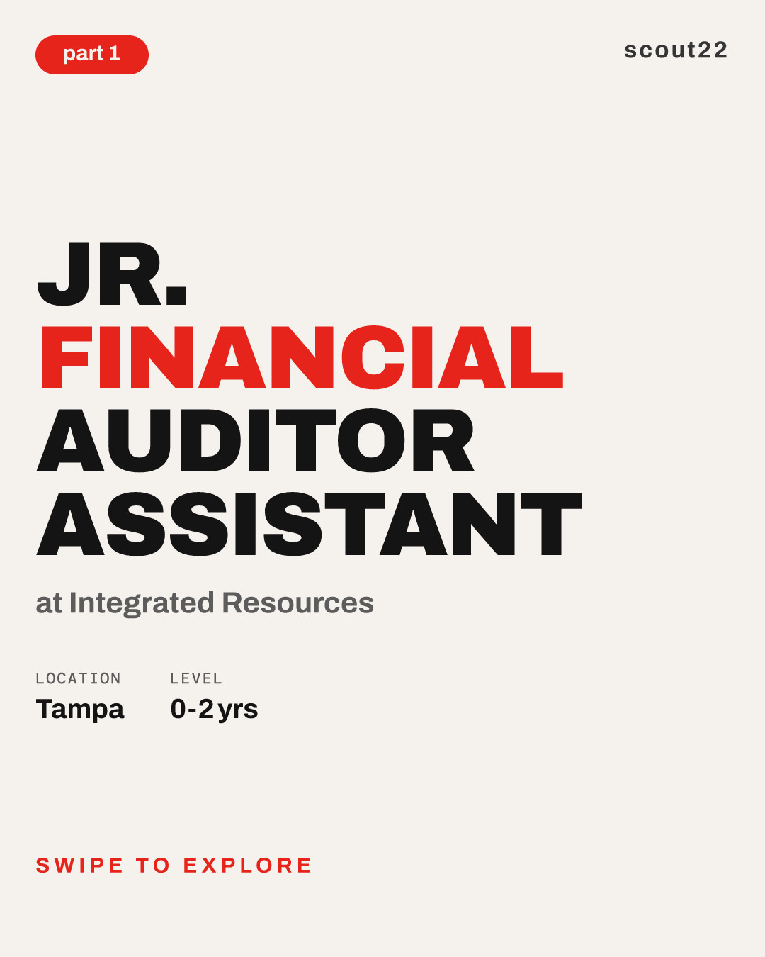 Jr. Financial Auditor Assistant at Integrated Resources