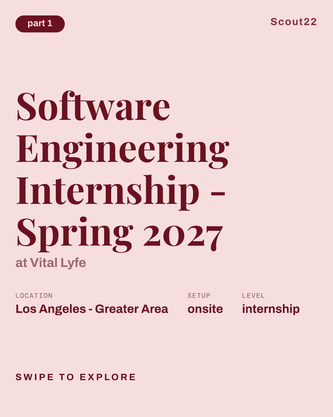 Software Engineering Internship - Spring 2027 at Vital Lyfe