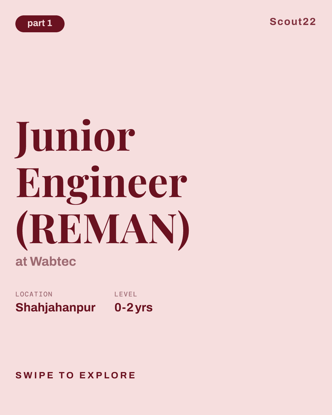 Junior Engineer (REMAN) at Wabtec